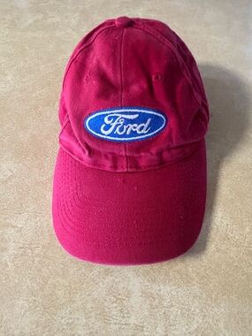 Vintage Ford Embroidered Logo Baseball Cap - Red